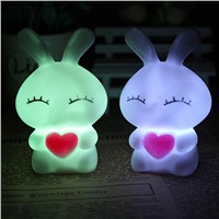 Luminaria 7 Changing Color Abajur LED Beam Cute Rabbit Shaped Night Light Baby Decoration Table Lamp Gift Lumiparty