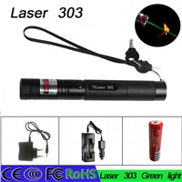 Military 532nm 5mw 303 Green Laser Pointer Lazer Pen Burning Beam with 18650 Battery Burning Match and charger and car charger