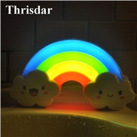 Thrisdar USB Rechargeable Rainbow Led Night Lights Voice Control Smile Face Rainbow Led Night Lamps Bedside Baby Sleeping Lamps