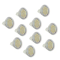 10Pcs DC12V 1W MR11 24LED 3528SMD 3600K Warm White Light Lamp Replacement Bulb --M25
