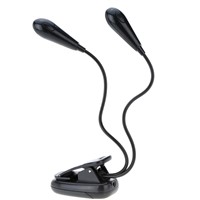 New black 2 heads led reading lamp AAA battery/USB power desk lamp led flexible bendable table light mini with clips on sale
