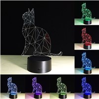 2017 New Hot 3D Daze Cat Changable Color LED Nightlight Illusion Lamp Touch Button Table Night Light for Home Decor Lamp T0.2