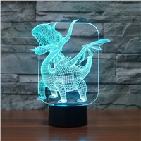 Pterosaurs Dragon 3D LED Lamp Magical Illusion LED Table Lamp with Image Night Lights for Boys Kids Gifts 7 Colors Touch Control