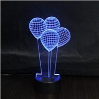 Balloon Creative 3d lamp LED 7 Colors Changing 3D Night Light Bedroom Bedside USB Lamp Party Wedding Home Decor
