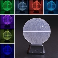 Star Wars Death Star 3D LED Night Light Touch Switch Lamp 7 Color Room Decor Colorful Kids Baby Gift