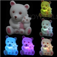 1Pc Cute 7 Colors Changeable LED Night Light Lamp Home Bedroom Kid Child Decor Nightlight Mother Bear/ Lotus