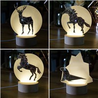 Nordic wind creative 3d night light ins lamp modeling lamp cute animal modeling pony swallow penguin wolf elk  Bear for gift