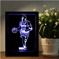 Basketball Superstar Kobe 3D Sports Fans LED Photo Frame Night Light Colorful Gradient Visual Lamp Kids Novelty illusion Gifts