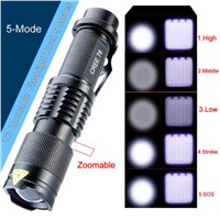 3000 Lumens LED Flashlight  CREE XM-L T6  Flashlight Zoomable Torch light tactical Flashlight 5 modes For 18650 Waterproof