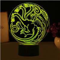 Creative 3D LED USB Power Table Lamp Dragon Pattern LED Colorful Decorations Night Lights as Art Gifts