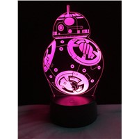 Star Wars BB-8 Ball Robot 3D Led Night Light Colorful Gradient Illusion Lamp Christmas Kids Gift Birthday Holiday Mood lighting