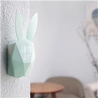 Cute Rabbit Shape Digital Alarm Clock LED Sound Night Light Thermometer Rechargeable Table Wall Clocks For Home Decoration