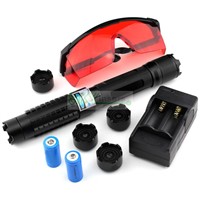 Super Powerful! Light Cigarette Absolutely Real 1000MW 1W Adjustable Blue Laser Pointer +5 * Laser Heads+Glasses+Battery+Charger