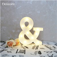 DELICORE White Letter &amp;amp;amp; LED Marquee Sign Alphabet Light Indoor Wall Decoration Light Up Night Light Kid Gift S054