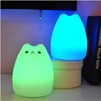 Cat Pattern Silica Gel Lamp Sleeping Animal Night Light Colorful Bed Lights USB Charge Desk Lighting for Kids Baby Room Gifts