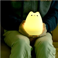 Lumiparty Cute Cat LED Children Night Light Multicolor Silicone Soft Baby Nursery Lamp Sensitive Tap Control for Baby Kids Gift