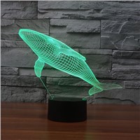 Beautiful Whale 3D Visual LED Night Lights USB Charger Table Desk Lamps 7 Color Changing Home Decoration Baby Sleeping lights