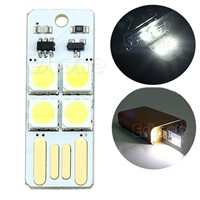 YAM 1pc Touch Bulb Card Lamp Keychain White Pocket Mini USB Touch Switch 4 LED Night Light