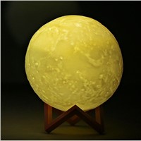 Newest Rechargeable 3D Print Moon Lamp 2 Color Change Touch Switch Bedroom Bookcase Night Light Creative Gift Fashion Style