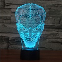 Fashion USB Joker 3D Table Lamp Luminaria LED Night Light Touch Switch Decorative Lighting Atmosphere Lamp Holiday Gifts