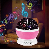 New Kind Room Novelty Night Light with Music Playing Projector Lamp Rotary Flashing Starry Star Moon Sky Star Projector for Kids