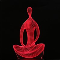 Acrylic Changing Yoga 3D LED Nightlight Meditation of Acrylic Bedroom Lamp Living Room Lights Decoration Night Light