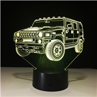 Cool LH Car 3D Night Light 7 Color LED Table lamp Touch Switch USB Strange New Lamp Baby sleeping Light for Christmas gift