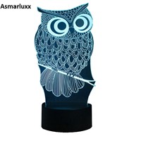 Owl 3D Night Light RGB Changeable Mood Lamp LED DC 5V USB Decorative Table Lamp Baby Sleeping Nightlight Free Drop Shipping