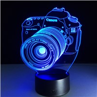 Novelty 3D Entertainment camera illusion LED Night Light USB Table Desk Lamp RGB Night Light Romantic Bedside Decoration lamp