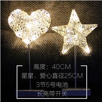 Battery Powered LED Heart Star Night Light LED Table Lamp Holiday Party Birthday Wedding Christmas Home Decoration Warm White