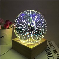 New 3D Glass Magic Lamp Wooden Base 3d Visual USB Night Lights Fireworks Atmosphere Desk Table Lamp Decoration Creative Gift