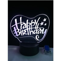 Creative 3D Happy Birthday Building Fashion Night Light Acrylic Atmosphere Illusion Lamp Bedroom Friend &amp;amp;amp; Family &amp;amp;amp; Child Gifts