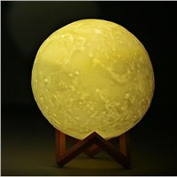 Rechargeable 3D Print Moon Lamp 2 Color Change Touch Switch Bedroom Bookcase Night Light Creative Gift