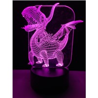 Novelty Pterosaur 3D Dinosaur Atmosphere Night Light 7 Colors Change LED Visual Table Bedroom Lamp Baby Toy Gift Desk Home Decor