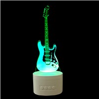 High quality 3D Guitar Night Lights Bluetooth Remote control 3D Lamp 5 colors Changing Kid&#39;s Bedroom Decorations lights