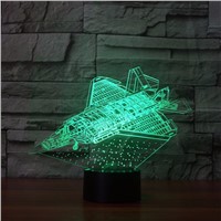 Aircraft 3d Night Light Bedroom Sleeping Lamp 7 Color Changing Plane Shape Small Night Light Atmosphere LED Desk Lamp For Gift