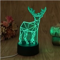USB Novelty 7 Colors Changing Deer LED Night Light 3D Desk Table Lamp Home Decor New 2017