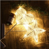 HUANJUNSHI 40CM Star Heart Shape Grass Rattan Woven Battery Power LED Night Light Girls Bedroom Decorative Table Lamp Gift Toy