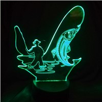 Fishing Man 3D Lamp USB led night light Remote Touch Switch 7 Color Change Indoor Light Desk Lamp Home decoration For Toy Gift