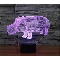 3D Hippopotamus LED Night Light 7Color Change As Home Decoration  Creative lamp As Party Decoration For Kids Gift Toys