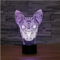 Chihuahua 3D Lamp 7 Colors Changing Acrylic Horse Led Nightlights LED Desk Table Lamp USB Bedside Lamps  Decoration light