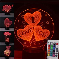 Illusion Love Bear Table Lamp Christmas Lover Gifts 3D Night Light with USB LED 7 Colors Change Touch Decorative Home Lighting