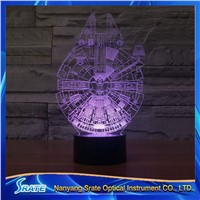 3D Vision Star Wars Stag LED Acrylic Plate 7 Colors Gradients Millennium Falcon Desk Lamp Bedroom Decoration Night Light