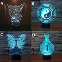 Novelty butterfly Chinese Tai Chi Pokemon Mystic Bird Cages 3D Night Light 7 Color Change USB Rechargeable Decor light