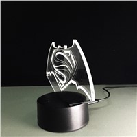 The new colorful visual stereo light touch Superman LED gradient 3D lamp creative energy-saving lamps USB light