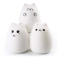2017 Cute Cat Lamp Colorful Light Silicone Cat Night Lights 2 Modes Children Cute Night Lamp Bedroom Rechargeable Touch Sensor