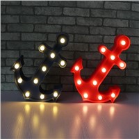 Anchor Blue Red 11 LED Marquee Sign LIGHT UP Vintage Plastic Night Light Wall Lamps Indoor Deration
