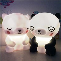 Christmas White Bear Cartoon Night Light Kids Bed Table Lamp Bathroom Bedroom Lamp Cute Sleep Panda Baby Light