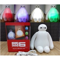 New rechargeable 1 Piece High Quality 16cm Big Hero 6 Baymax USB LED Night Light Creative RGB changeable baby bedroom Table Lamp