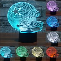 NFL Dallas Cowboys Helmet lamparas 3d led lamp 7 Colors Change acrylic USB LED Table Lamp Xmas Gift Creative Night Lamp IY803667
